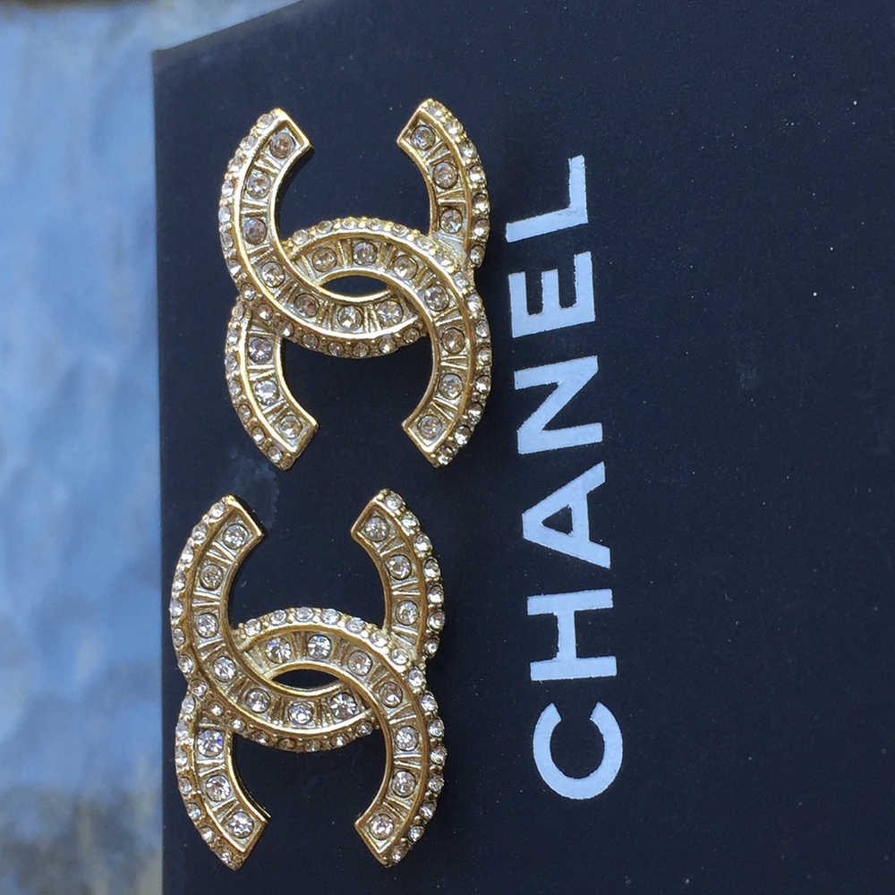 Chanel Gold Crystal Earrings